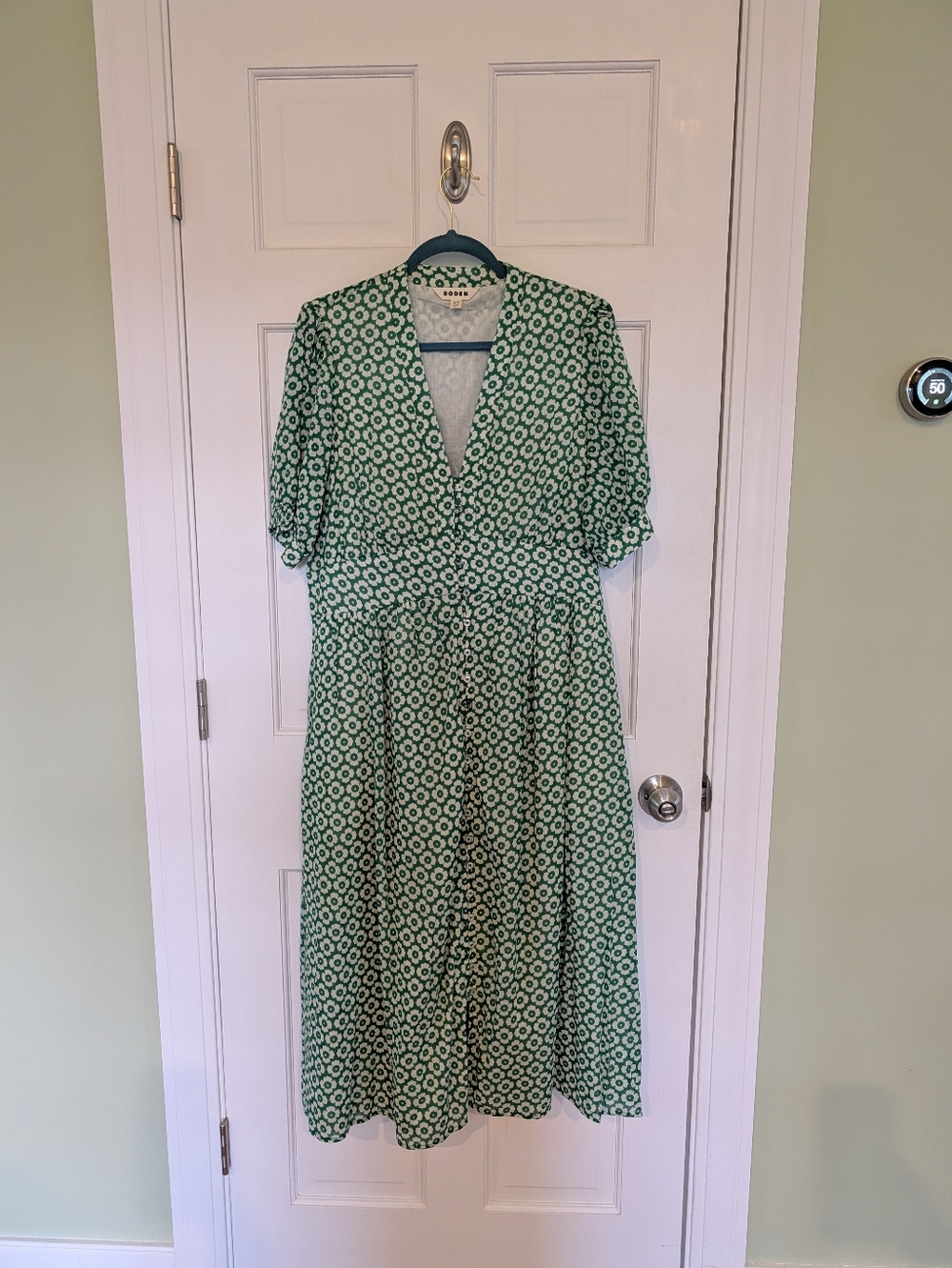 Boden Elsa Midi Tea Dress, Vibrant Green Floral, Size 14